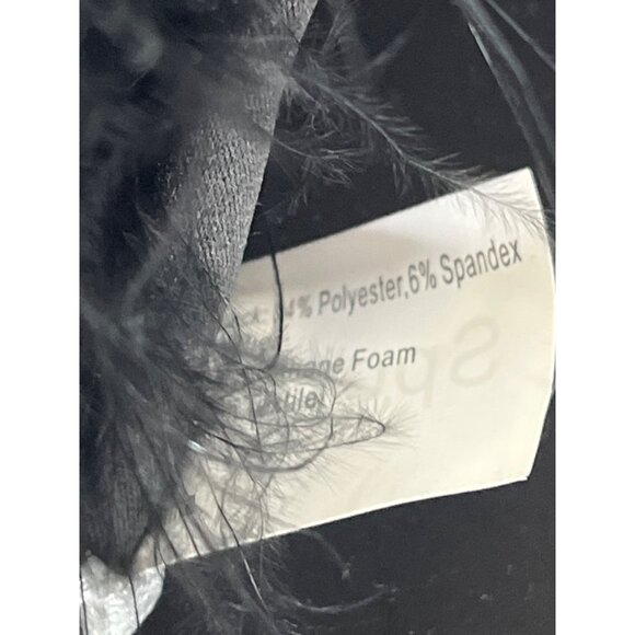 INC International Concepts Black Feather Faux Fur Slippers Womens Size 5-6 - Picture 11 of 12